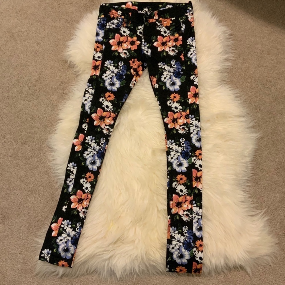 EMODA Floral Jeans - girl size 14 tight skinny jeans